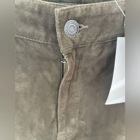 Ralph Lauren Olive Green pants 100% goat suede size 10 NWT - Picture 8 of 13